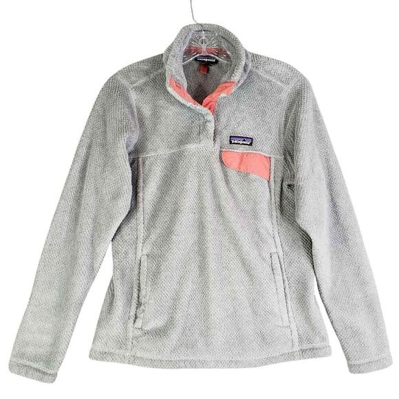 Patagonia Jacket Womens Medium M Gray ReTool Snap T Fleece Pullover Polartec - Picture 2 of 13